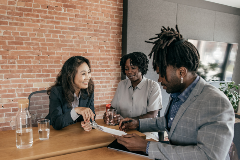 Corporate women talking