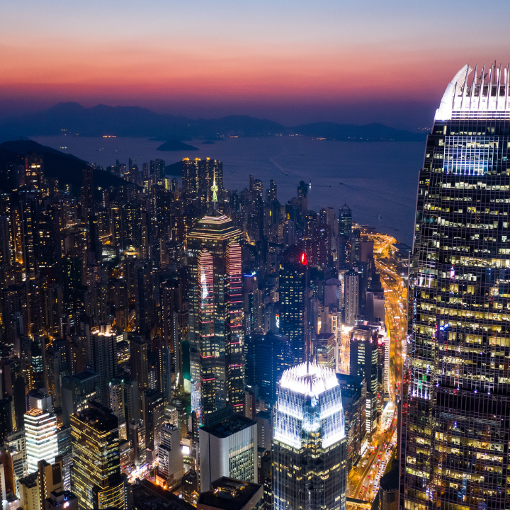 Hong Kong Central Business District at Night